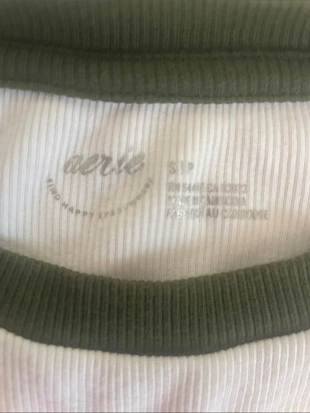Aerie bundle Green Ribbed Button-Front Crop Tank Top and Raglan Ribbed Crop Top - Picture 6 of 7